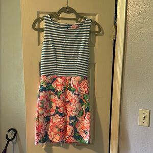 Lilly Pulitzer Blue Striped Floral Mini Dress